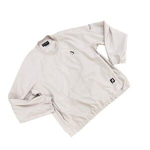 Men’s Footjoy v neck beige golf windbreaker sweatshirt zippered pockets medium